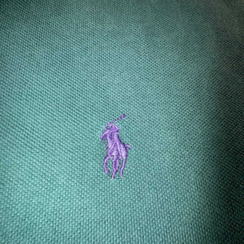 Polo Ralph Lauren Shirt Mens XL Green Short Sleeve Pique Cotton Purple Pony Logo